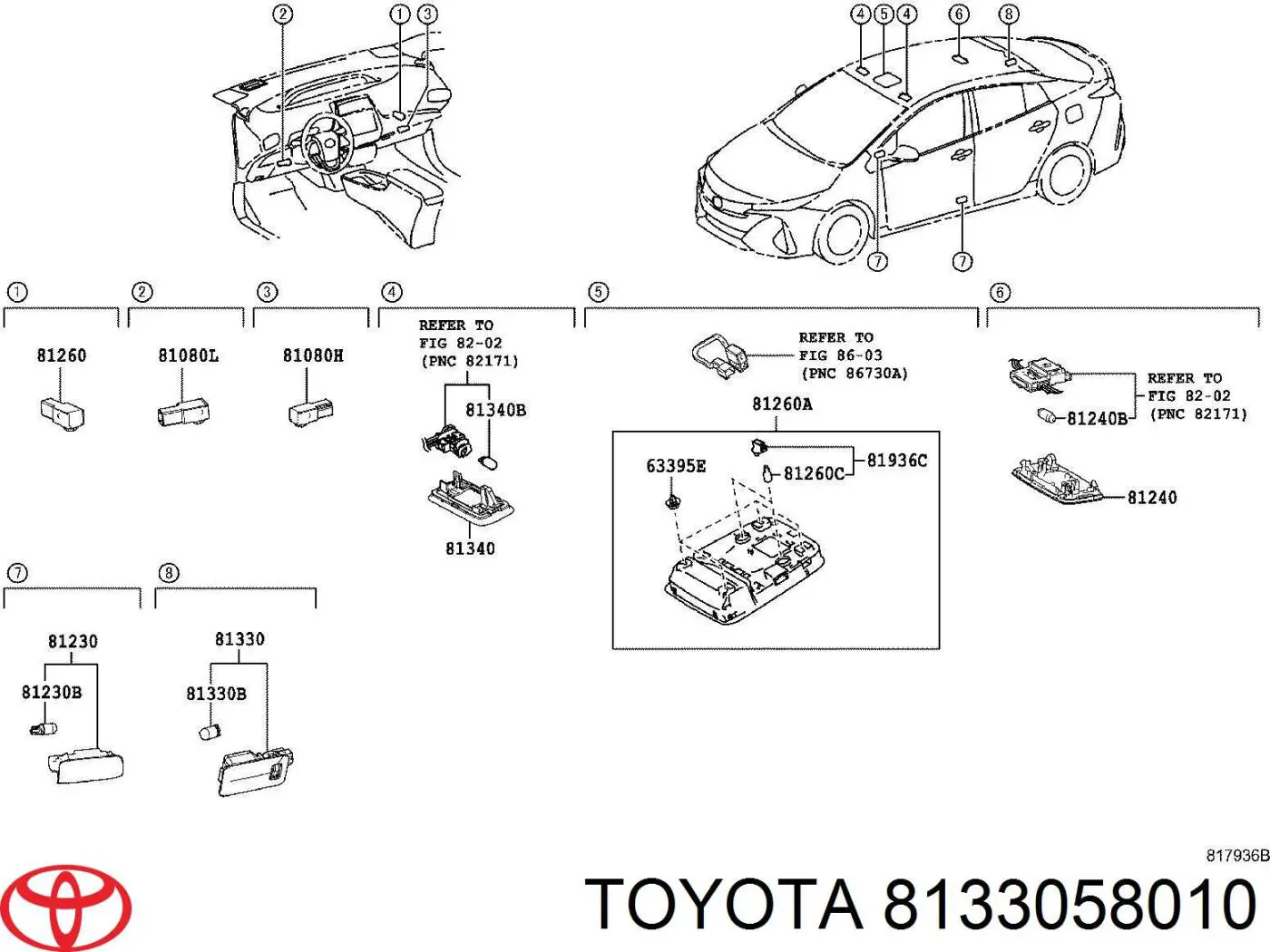 Quebra-luz da luz de fundo da seção de bagagem Toyota 8133058010 preço, a partir de 32,10 USD