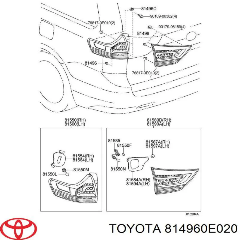 Braçadeira de fixação da luz traseira Toyota 814960E020 preço, a partir de 2,15 USD
