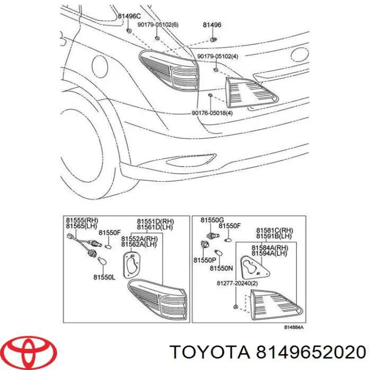 Braçadeira de fixação da luz traseira Toyota 8149652020 preço, a partir de 2,39 USD