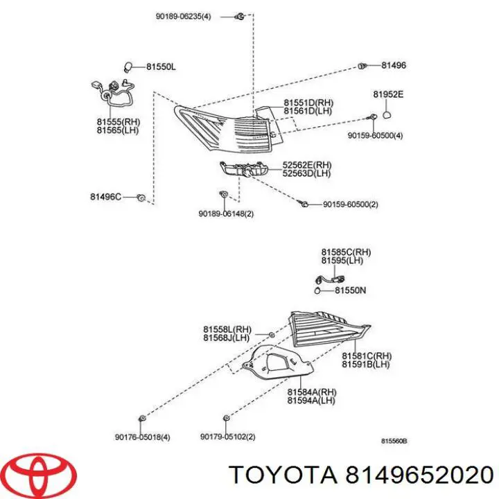 Braçadeira de fixação da luz traseira Toyota 8149652020 preço, a partir de 2,15 USD
