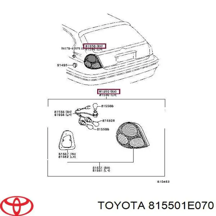 Compre 815511E070 Toyota Lanterna traseira direita