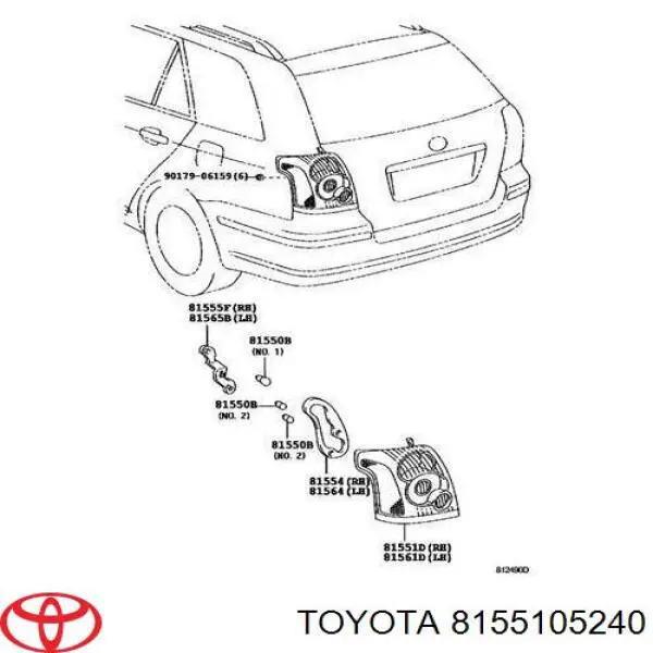 8155105240 Toyota Lanterna traseira direita