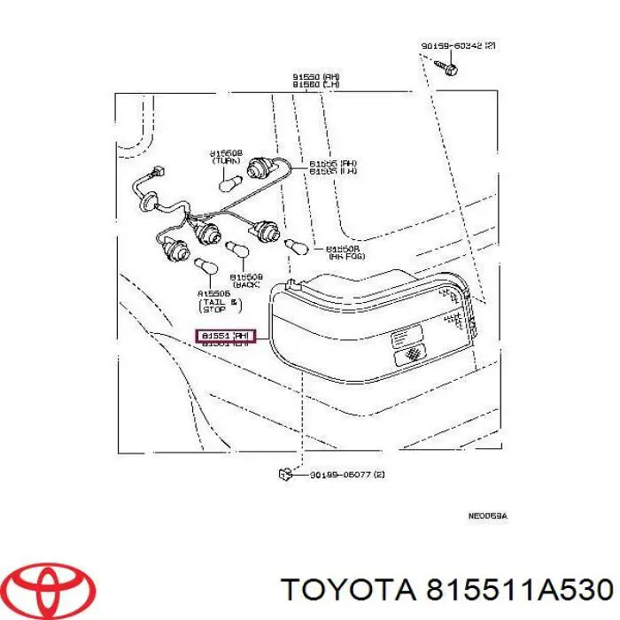 Lanterna traseira direita para Toyota Corolla  E9