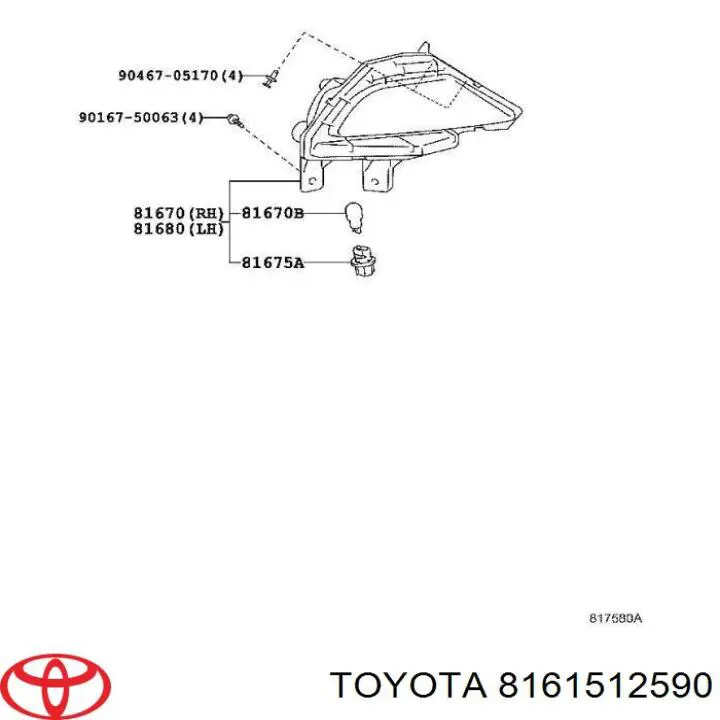 8161512590 Toyota Base (casquilho) de lâmpada de pisca-pisca