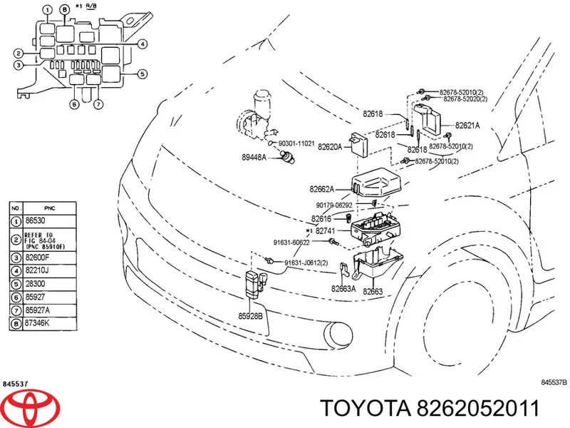 Unidade de dispositivos de segurança Toyota 8262052011 preço, a partir de 100,66 USD