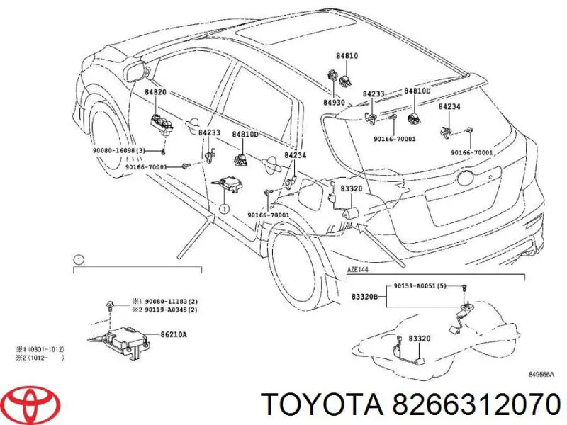 8266312070 Toyota Caixa de unidade de dispositivos de segurança