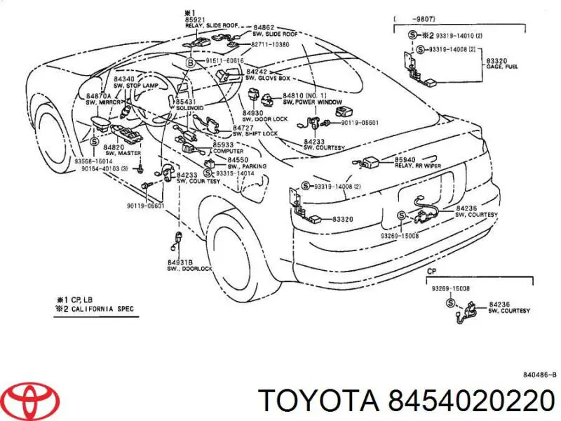 Sensor de velocidade neutral Toyota 8454020220 preço, a partir de 257,86 USD