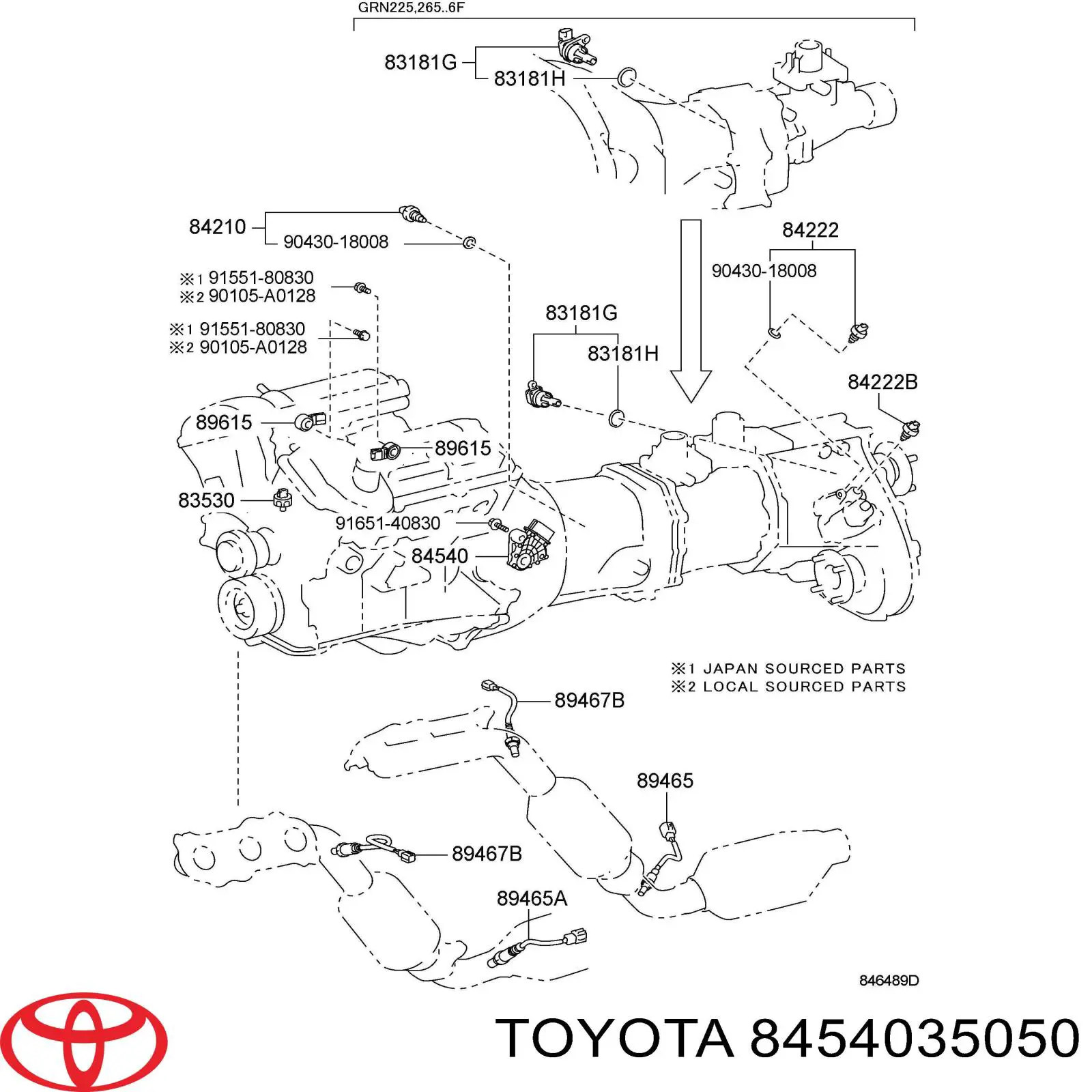 8454035050 Toyota Sensor de velocidade neutral