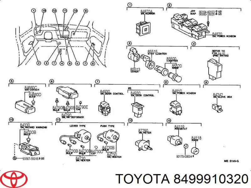 8499910320 Toyota Lâmpada de pisca-pisca