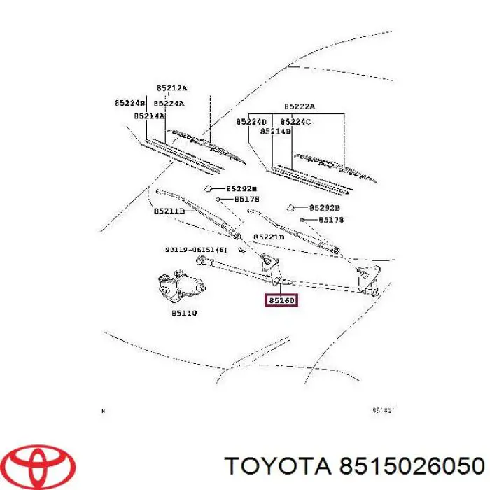 Trapézio de limpador pára-brisas para Toyota Hiace IV H1, H2