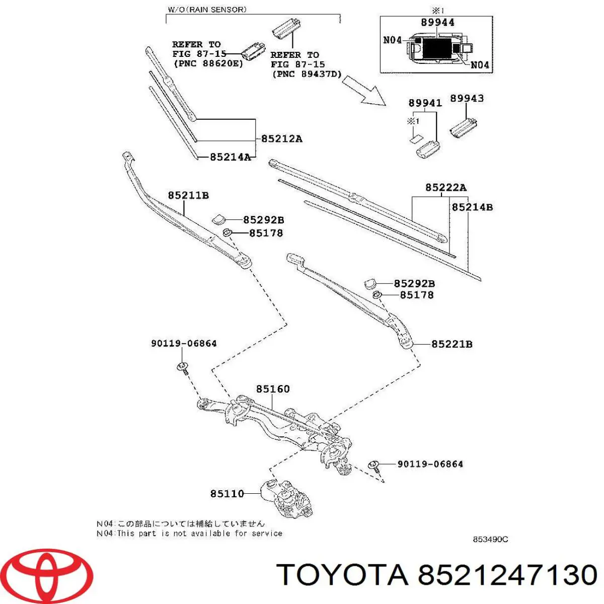 8521247130 Toyota Limpa-pára-brisas do pára-brisas, kit de 2 un.