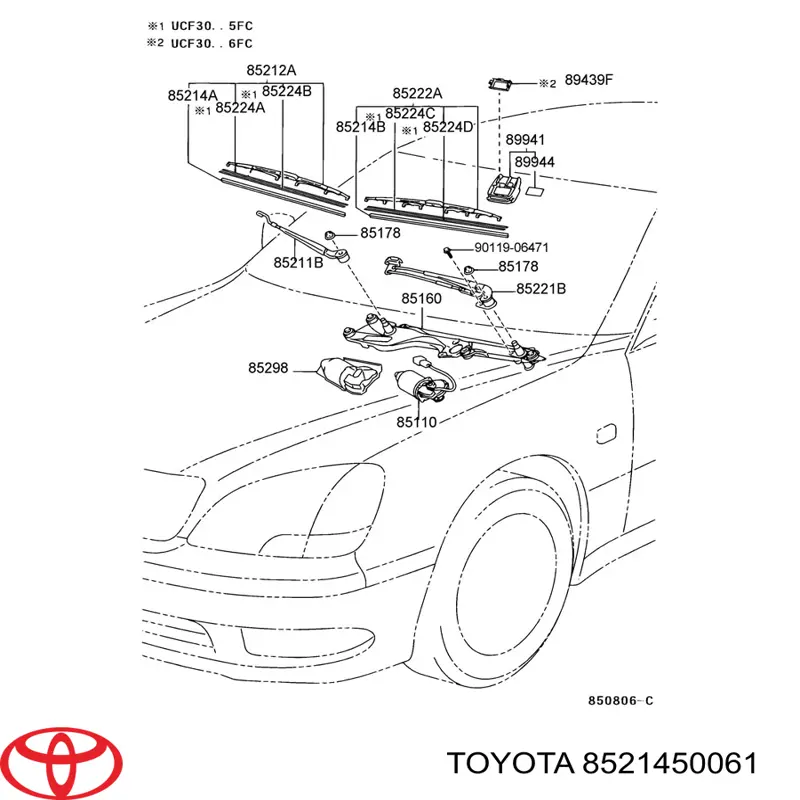Limpa-pára-brisas do pára-brisas de passageiro Toyota 8521450061 preço, a partir de 6,85 USD