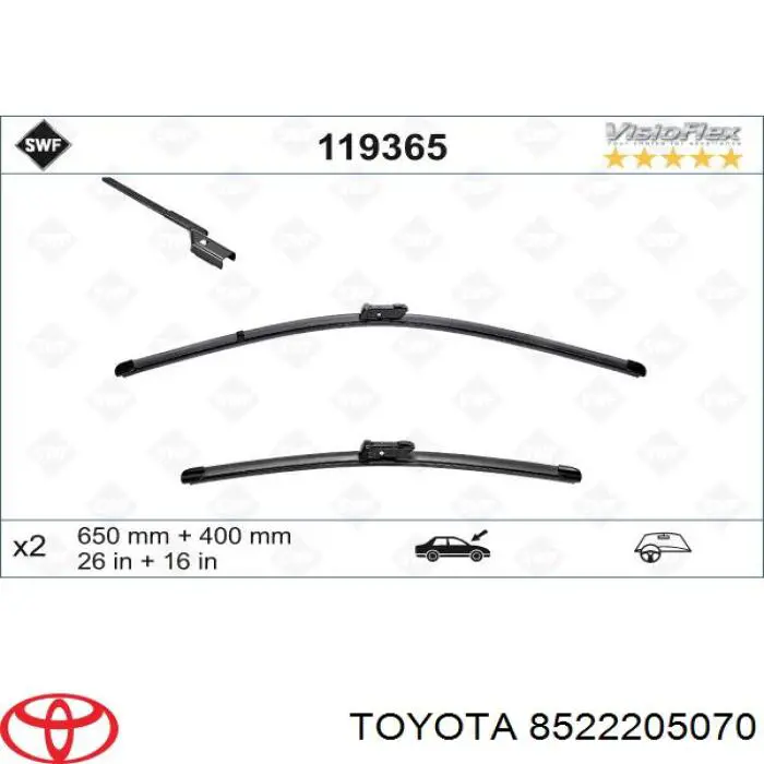 Limpa-pára-brisas do pára-brisas de condutor Toyota 8522205070 preço, a partir de 35,13 USD
