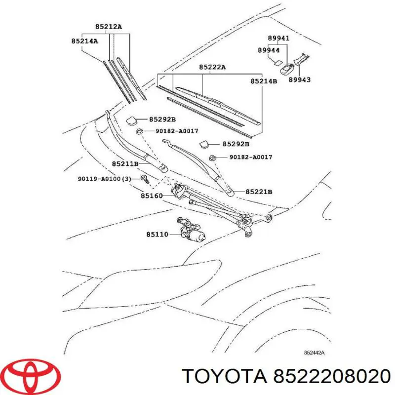 Compre 8522208020 Toyota Limpa-pára-brisas do pára-brisas de condutor
