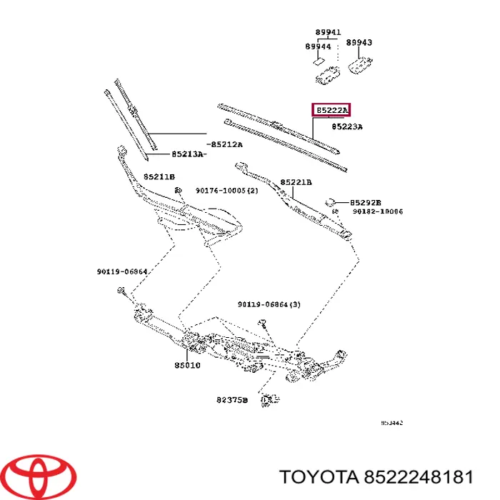 8522248181 Toyota Limpa-pára-brisas do pára-brisas de condutor
