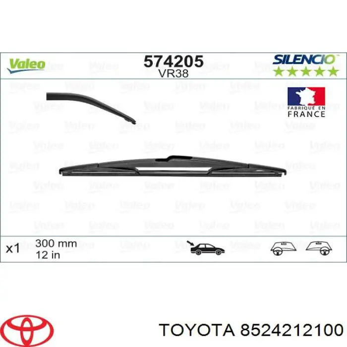 Limpa-pára-brisas de vidro traseiro 8524212100 Toyota