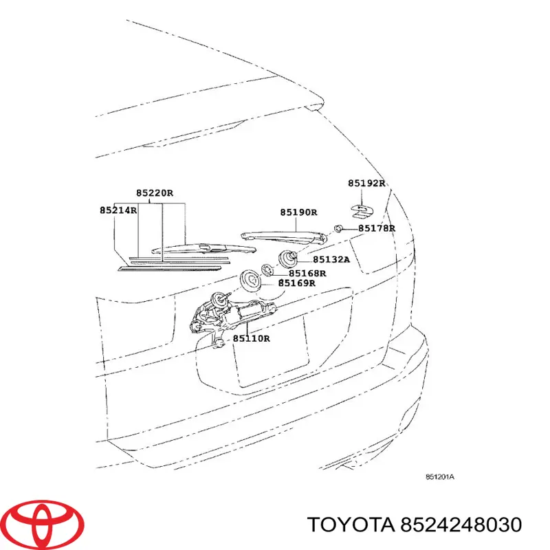 Limpa-pára-brisas de vidro traseiro Toyota 8524248030 preço, a partir de 18,13 USD