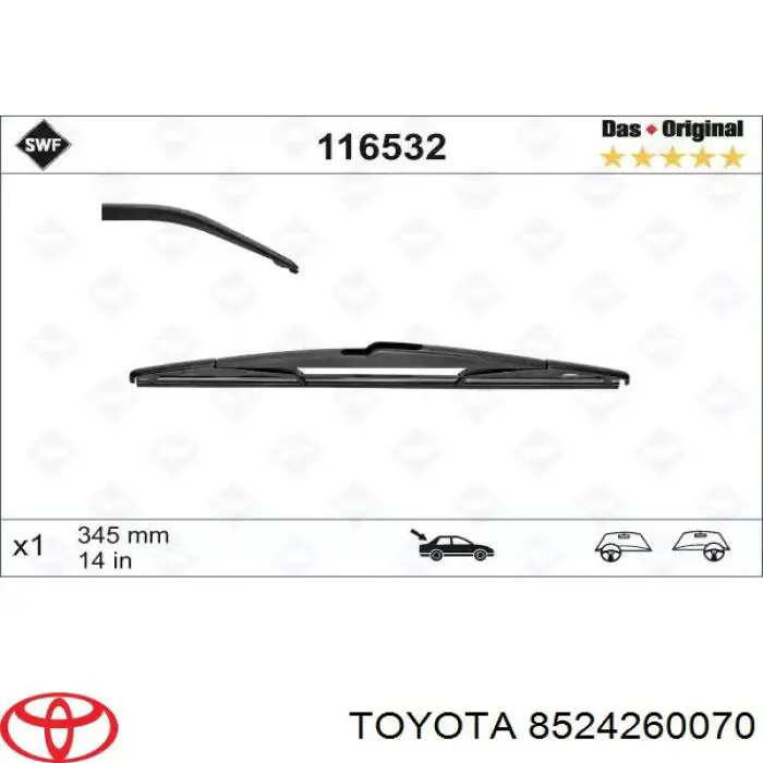 Limpa-pára-brisas de vidro traseiro Toyota 8524260070 preço, a partir de 29,12 USD