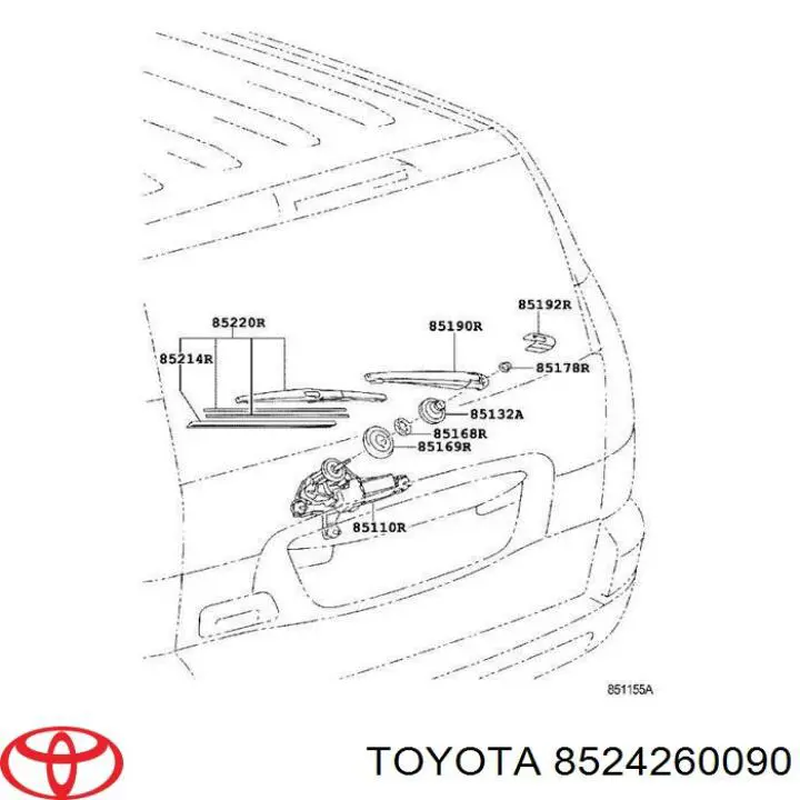 Limpa-pára-brisas de vidro traseiro Toyota 8524260090 preço, a partir de 9,03 USD