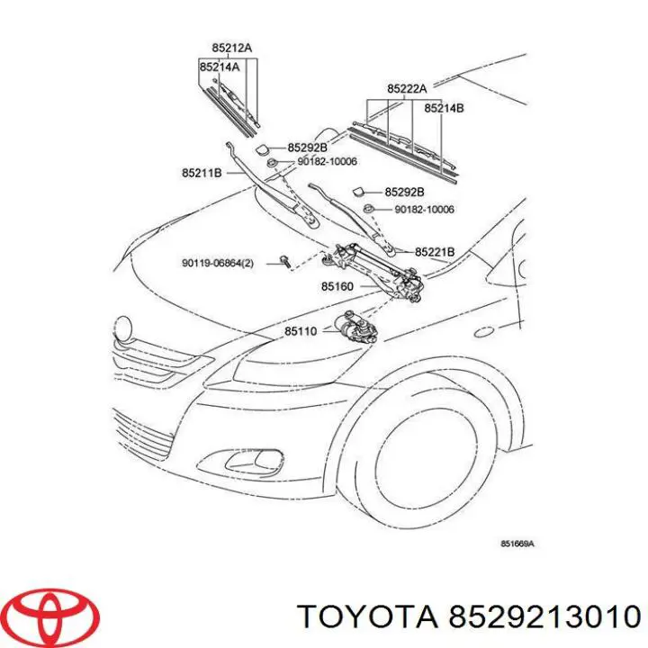 Tampão de porca de fixação do braço dianteiro de limpador de pára-brisa Toyota 8529213010 preço, a partir de 6,38 USD
