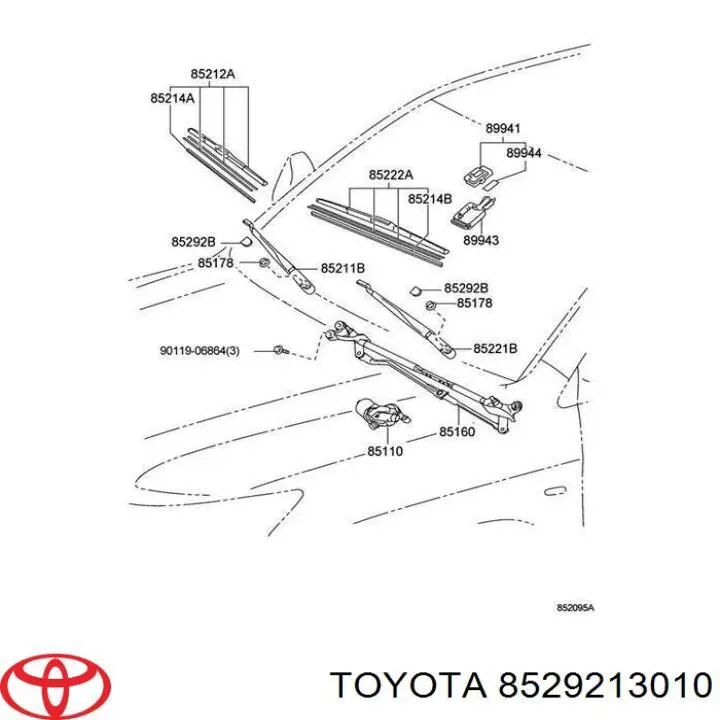 Compre 8529213010 Toyota Tampão de porca de fixação do braço dianteiro de limpador de pára-brisa