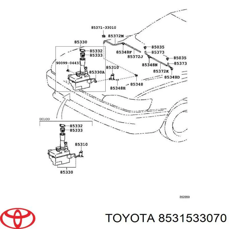 Tanque de fluido para lavador de vidro Toyota Camry III V10