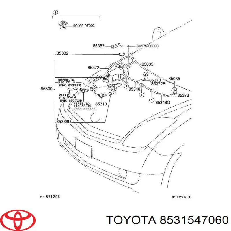 Tanque de fluido para lavador de vidro para Toyota Prius  NHW20