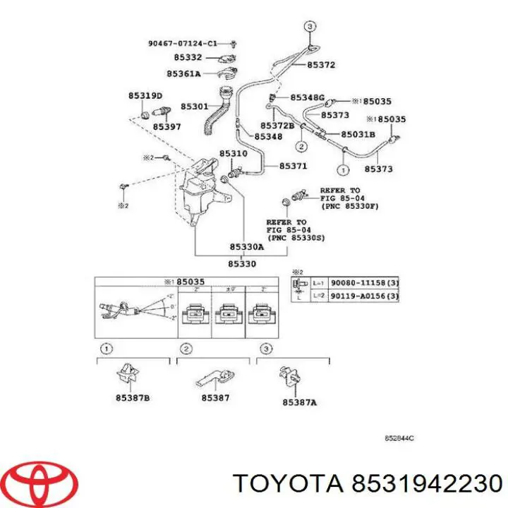 8531942230 Toyota Gargalo do tanque de fluido para lavador