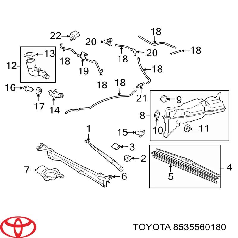 Tanque de fluido para lavador de vidro para Toyota Land Cruiser  J200