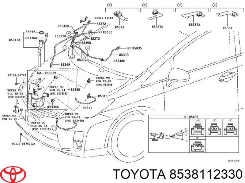 Injetor de fluido para lavador de pára-brisas Toyota 8538112330 preço, a partir de 19,29 USD