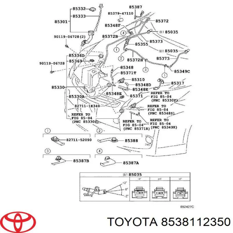 Injetor de fluido para lavador de pára-brisas Toyota 8538120290 preço, a partir de 19,30 USD