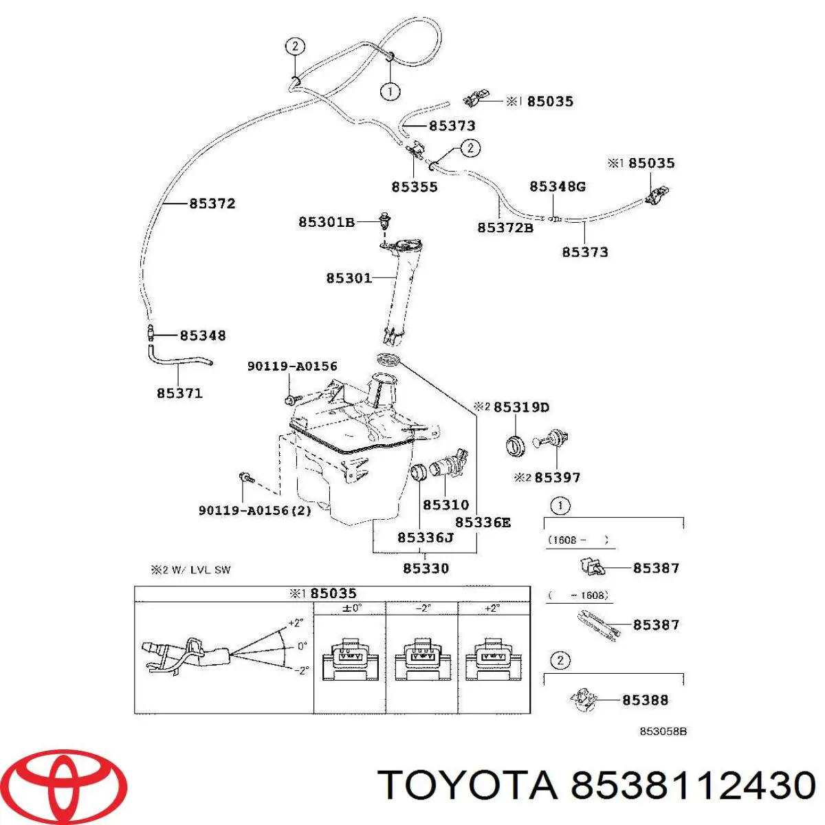 Injetor de fluido para lavador de pára-brisas Toyota 8538112430 preço, a partir de 40,60 USD