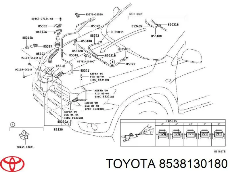 Injetor de fluido para lavador de pára-brisas Toyota 8538130180 preço, a partir de 20,32 USD