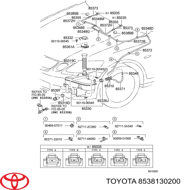 Injetor de fluido para lavador de pára-brisas Toyota 8538130200 preço, a partir de 20,32 USD