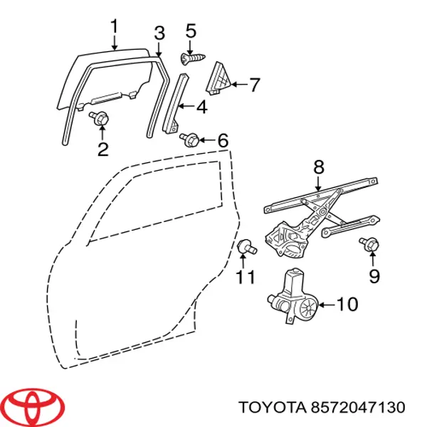 8572047130 Toyota Motor de acionamento de vidro da porta traseira esquerda