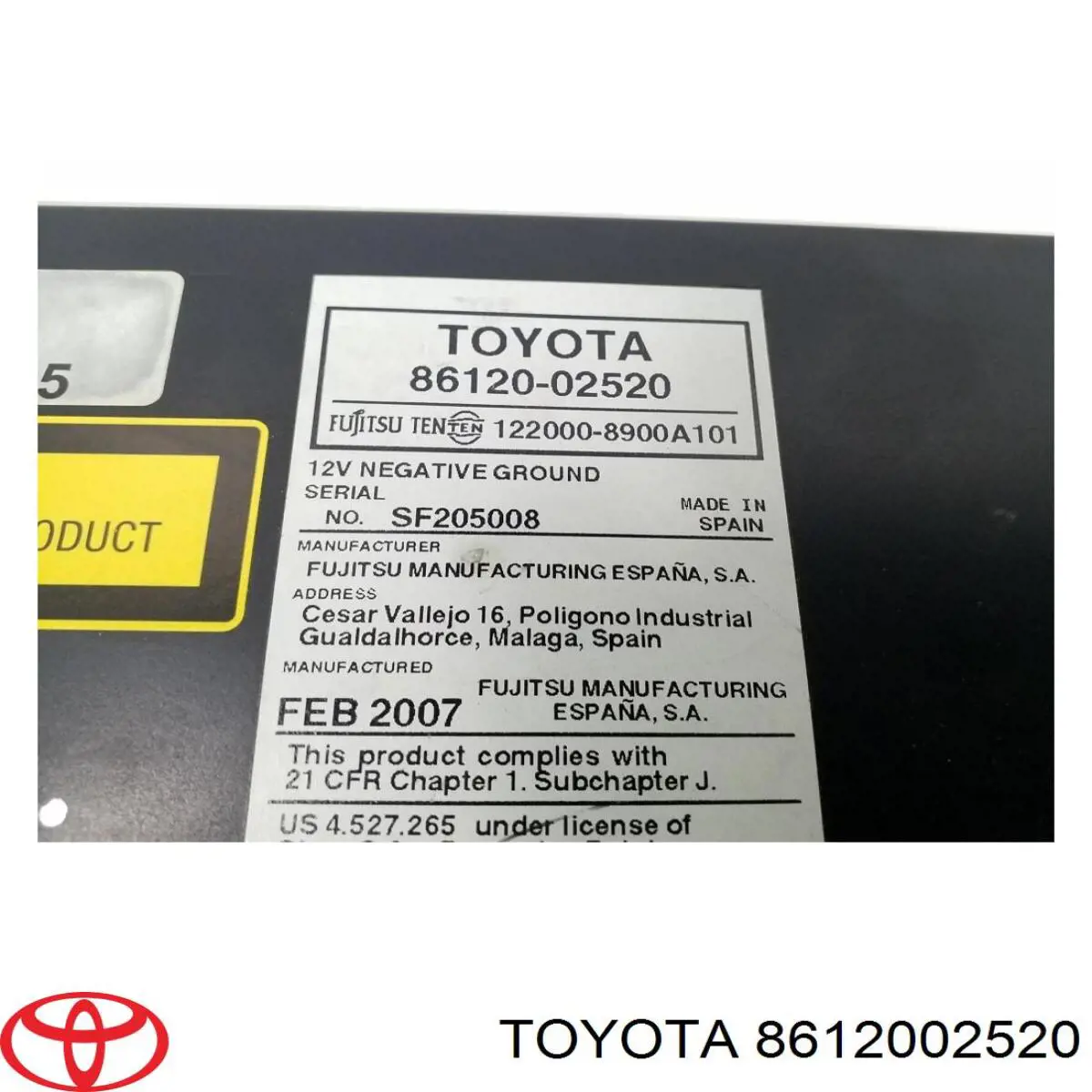Compre 8612002520 Toyota Aparelhagem de som (rádio AM/FM)