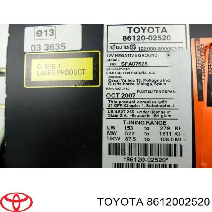 Aparelhagem de som (rádio AM/FM) Toyota 8612002520 preço, a partir de 64,69 USD