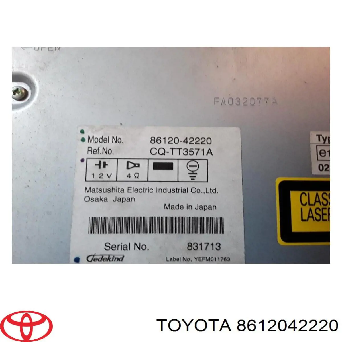 8612042221 Toyota Aparelhagem de som (rádio AM/FM)