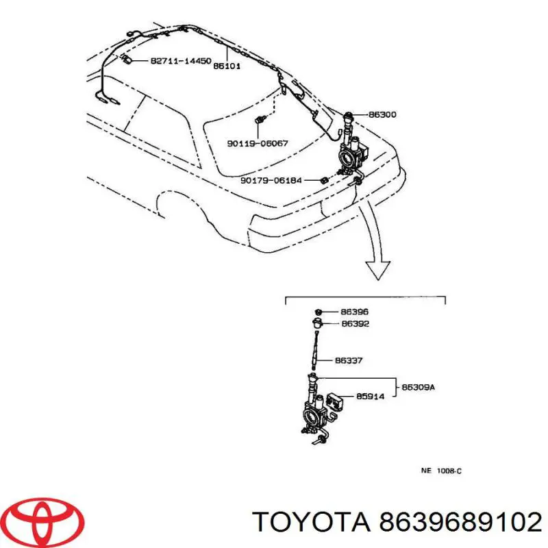 Compre 8639689102 Toyota Porca da haste da antena