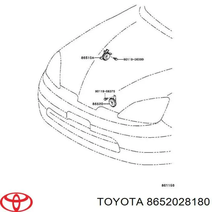 Sinal sonoro (cláxon) Toyota 8652028180 preço, a partir de 30,65 USD