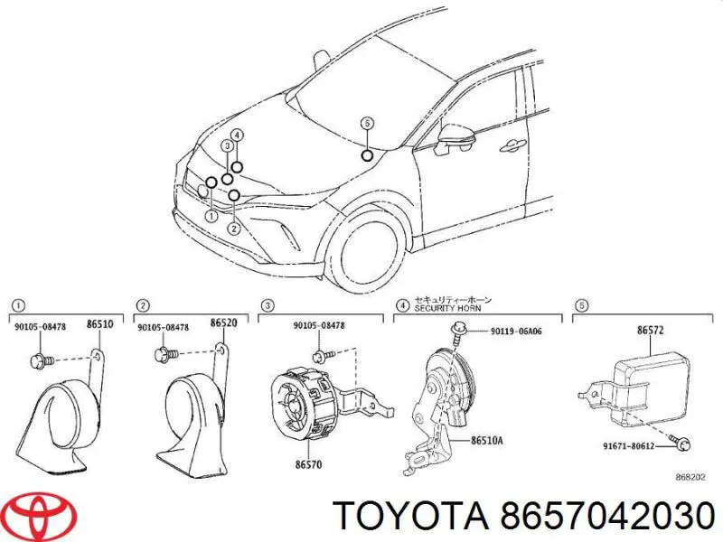 Alto-falante de aproximação de automóvel Toyota 8657042030 preço, a partir de 53,97 USD