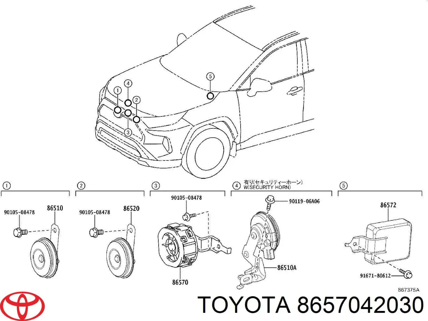 8657042030 Toyota Alto-falante de aproximação de automóvel