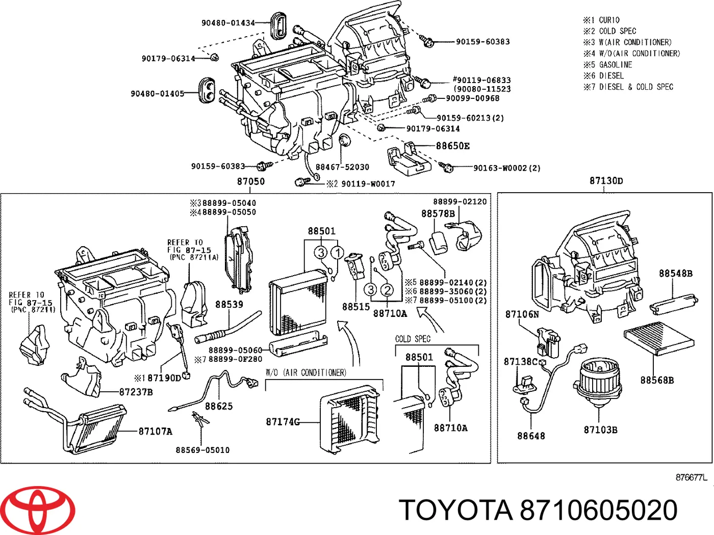 8710605020 Toyota Motor de comporta de recirculação de ar