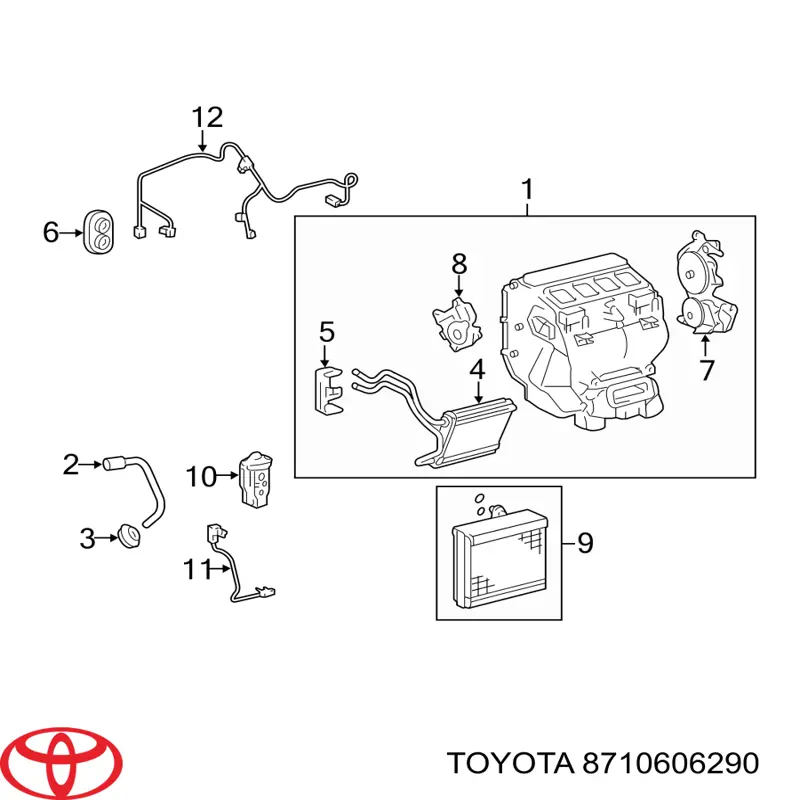 8710606290 Toyota Acionamento de comporta de forno