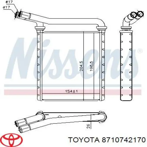 Compre 8710742170 Toyota Radiador de forno (de aquecedor)