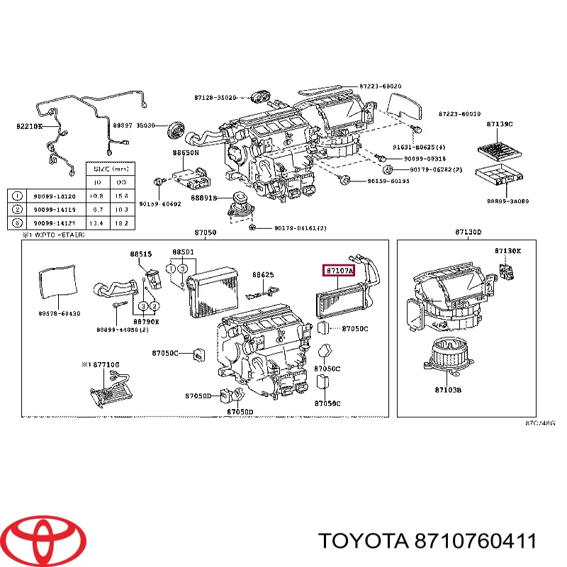 Radiador de forno (de aquecedor) Toyota 8710760410 preço, a partir de 92,74 USD