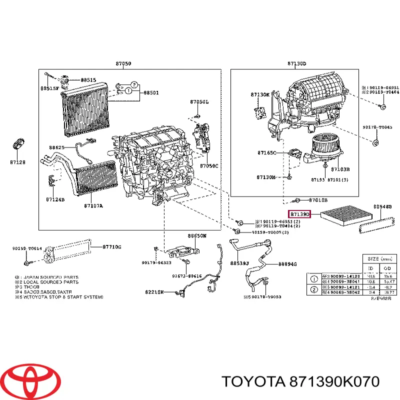 Filtro de salão Toyota 871390K070 preço, a partir de 15,10 USD