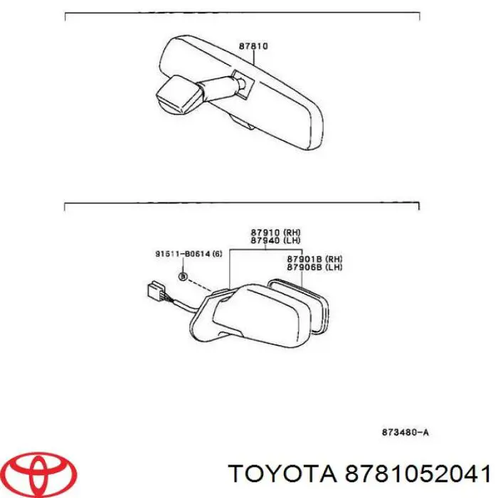 8781052041 Toyota Espelho de salão interno