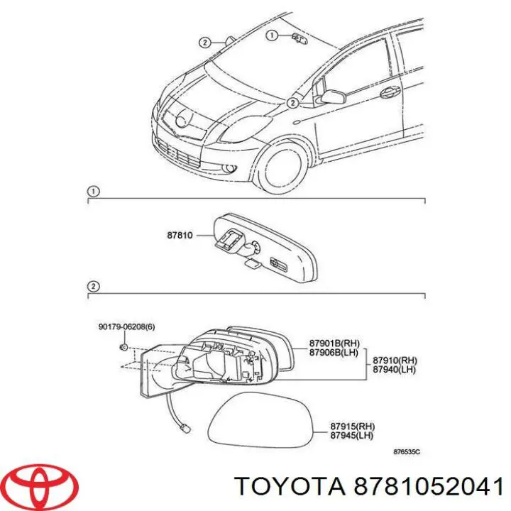 Espelho de salão interno Toyota 8781052041 preço, a partir de 38,67 USD