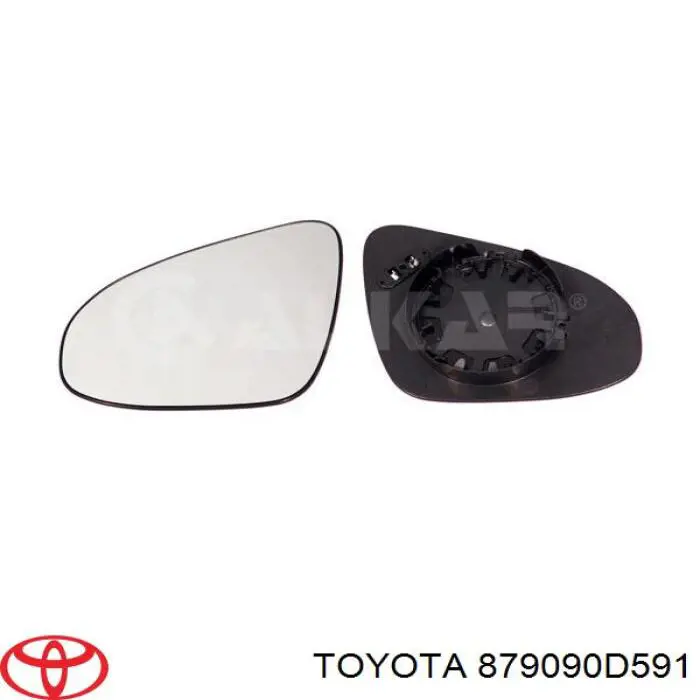879090D591 Toyota Elemento espelhado do espelho de retrovisão esquerdo